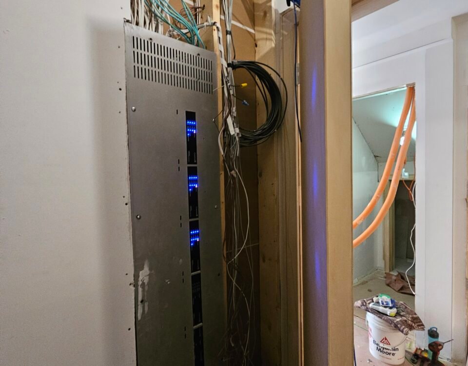 Access control panel wiring during a professional Toronto installation